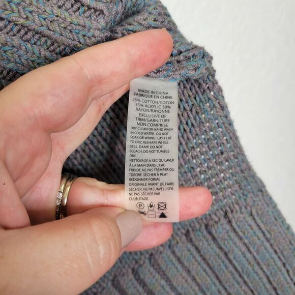 Left On Houston by Anthropologie Gray Teal Cozy Chunky Knit Sweater Size XS - Picture 6 of 6